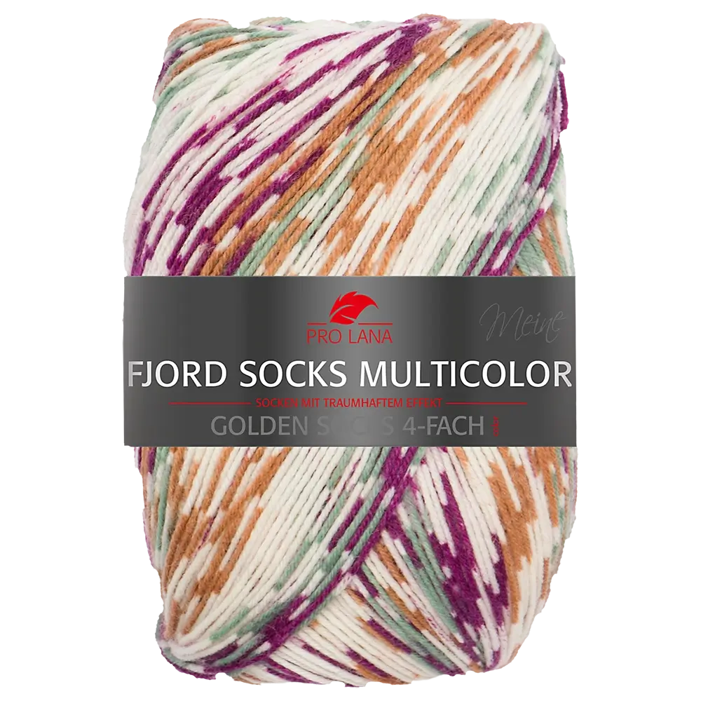#Farbe_Pro Lana Fjord Socks Multicolor Golden Socks | 481 Fuchsia-Beige