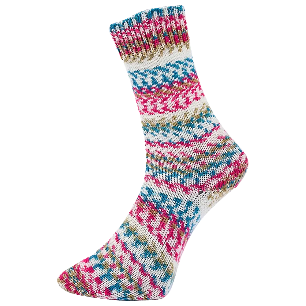 #Farbe_Pro Lana Fjord Socks Multicolor Golden Socks | 482 Petrol-Pink