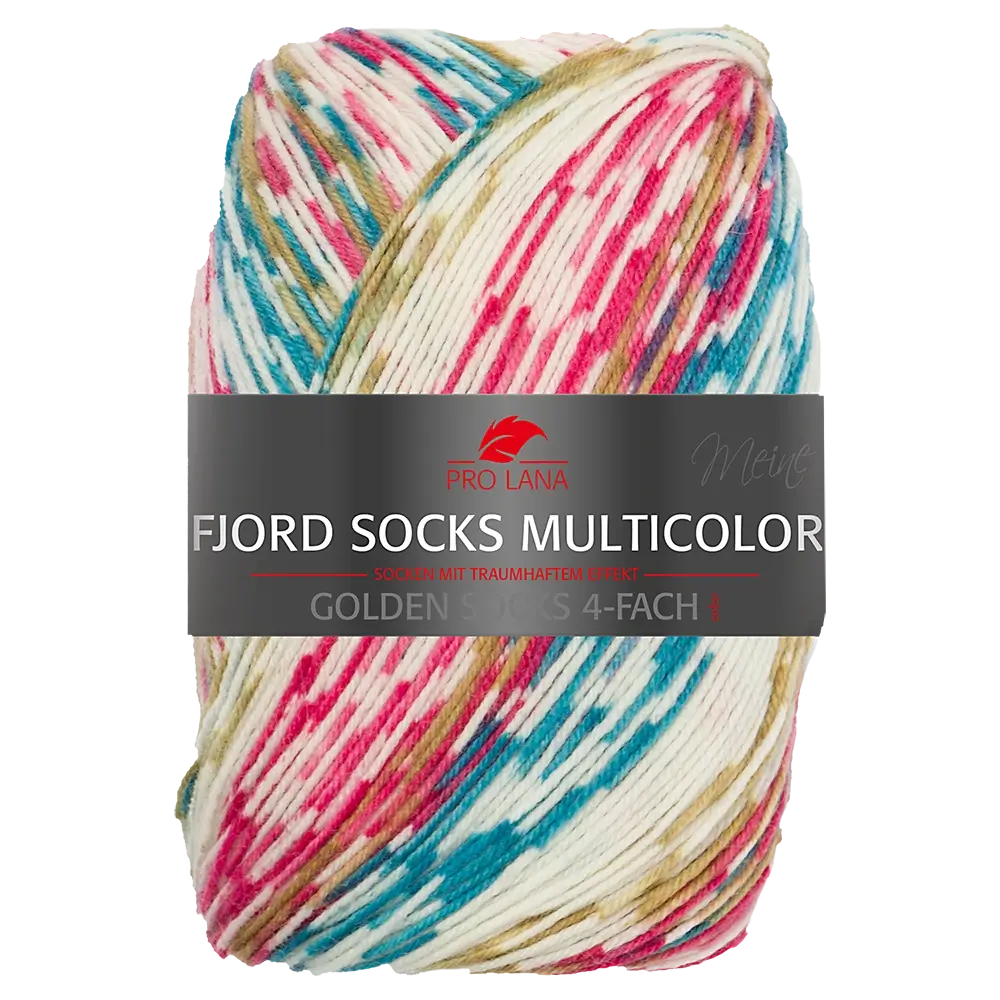#Farbe_Pro Lana Fjord Socks Multicolor Golden Socks | 482 Petrol-Pink