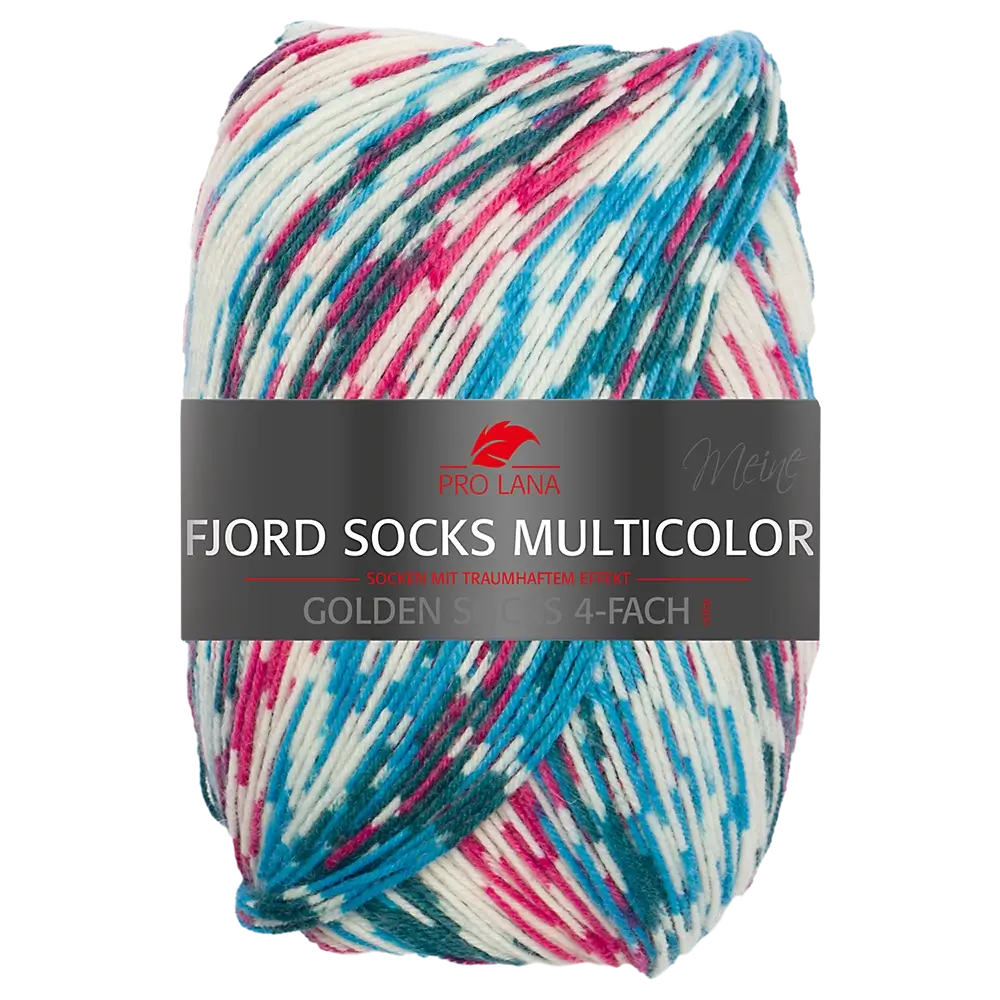 #Farbe_Pro Lana Fjord Socks Multicolor Golden Socks | 484 Türkis-Pink