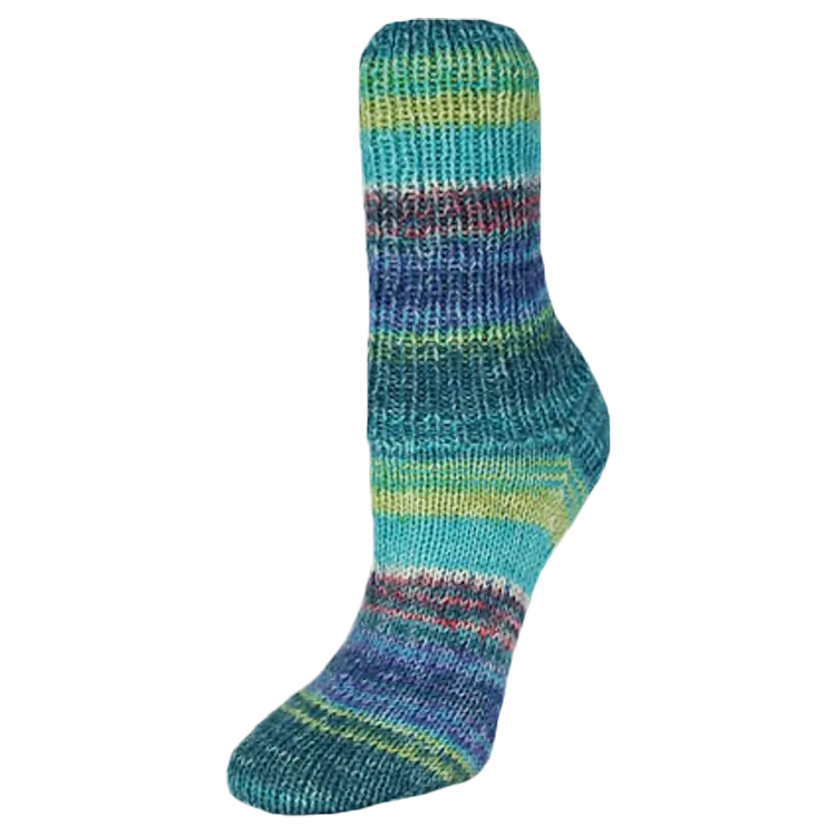 #Farbe_Rellana Flotte Socke Jubilee | 1764 Türkis-Gelb-Rot-Flieder