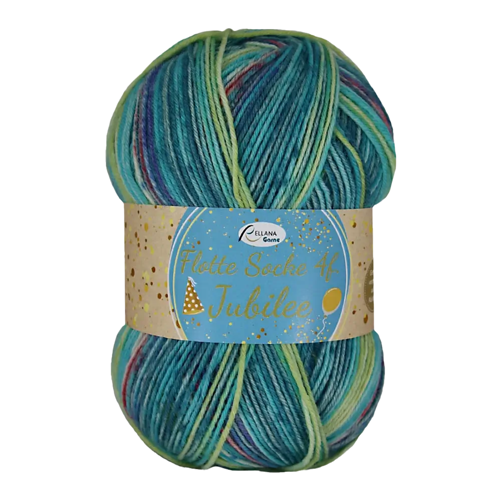 #Farbe_Rellana Flotte Socke Jubilee | 1764 Türkis-Gelb-Rot-Flieder