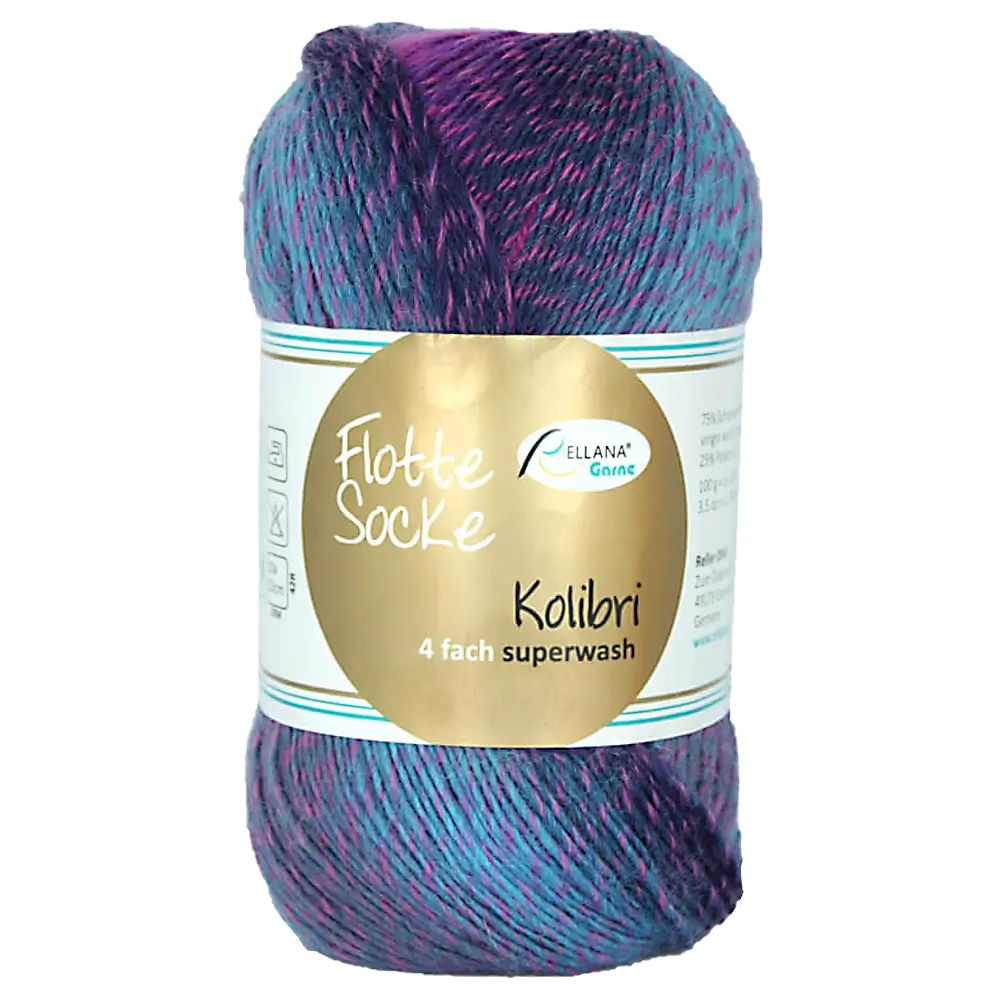 #Farbe_Rellana Flotte Socke Kolibri | 6211 Blau-Türkis-Flieder