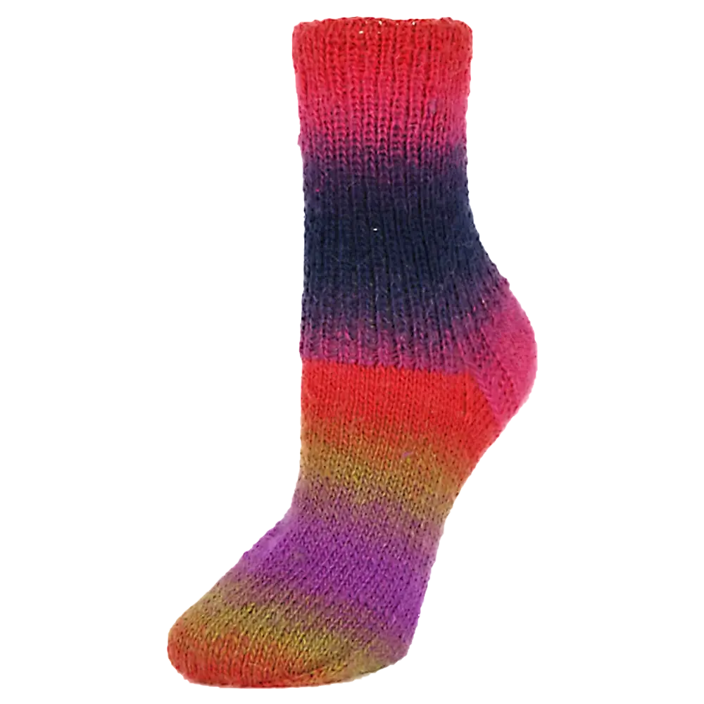 #Farbe_Rellana Flotte Socke Kolibri | 6213 Lila-Orange-Blau