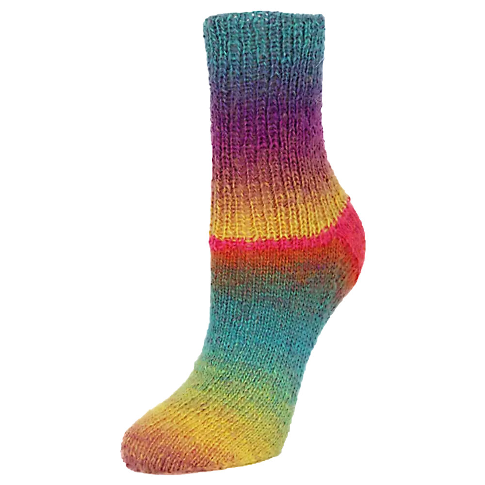 #Farbe_Rellana Flotte Socke Kolibri | 6214 Aqua-Orange-Pink-Senf