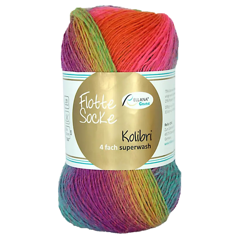 #Farbe_Rellana Flotte Socke Kolibri | 6214 Aqua-Orange-Pink-Senf