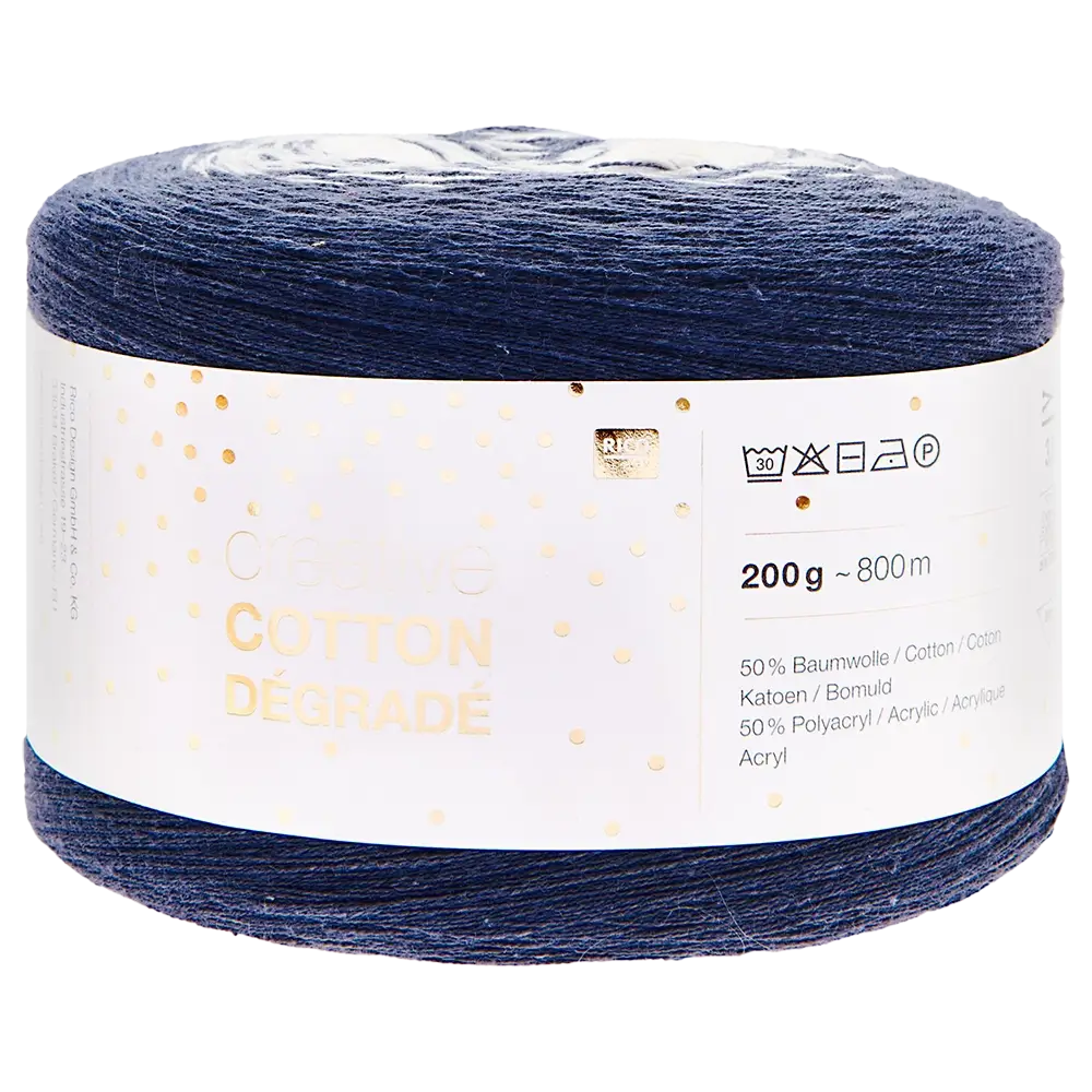 #Farbe_Rico Design Creative Cotton Dégradé | 008 Marine-Weiß