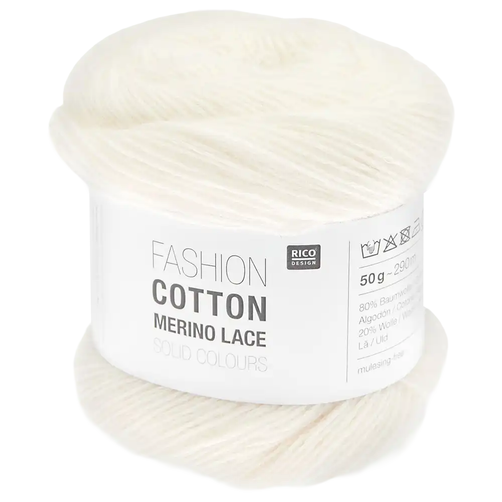 #Farbe_Rico Design Fashion Cotton Merino Lace Uni | 01 Creme