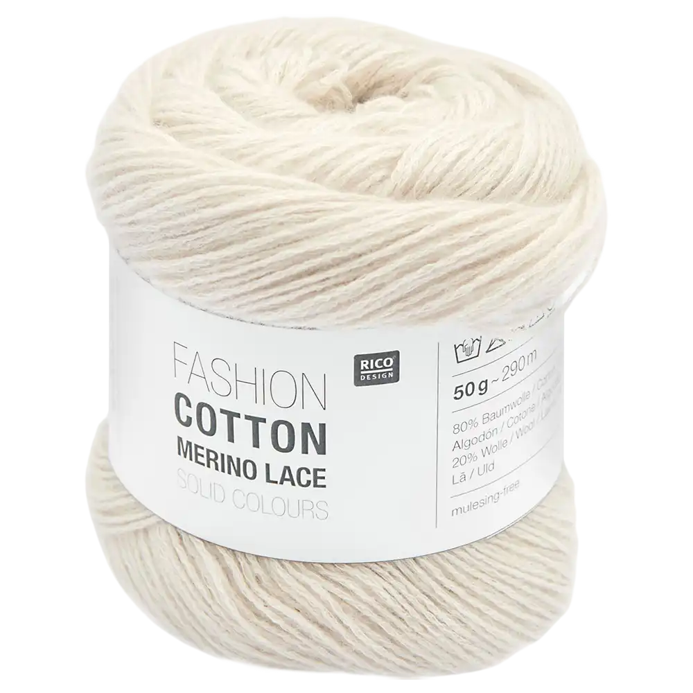 #Farbe_Rico Design Fashion Cotton Merino Lace Uni | 02 Natur