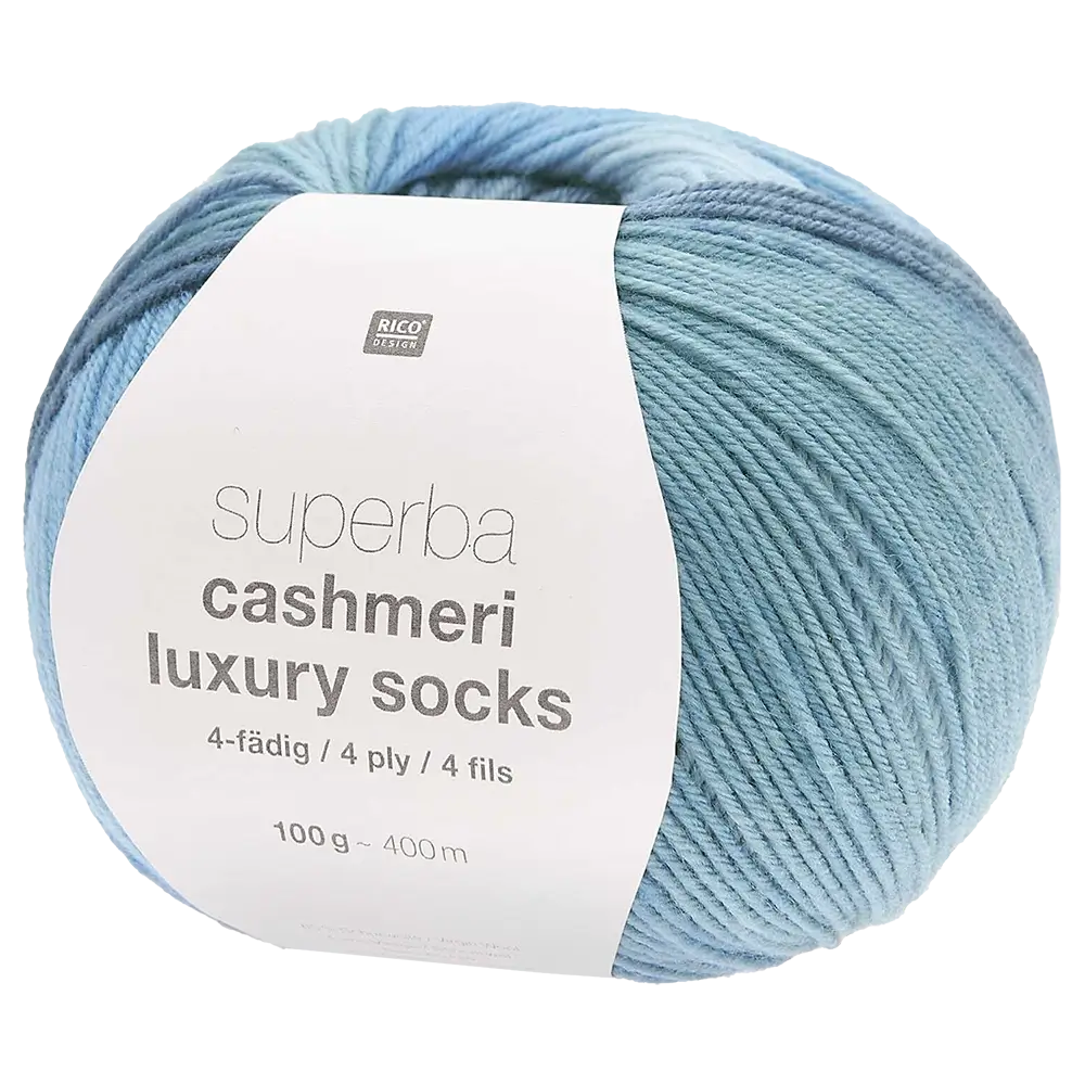 #Farbe_Rico Design Superba Cashmeri Luxury Socks | 025 Blau Dégradé