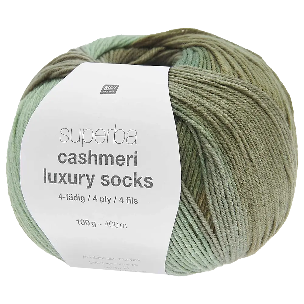 #Farbe_Rico Design Superba Cashmeri Luxury Socks | 026 Oliv Dégradé