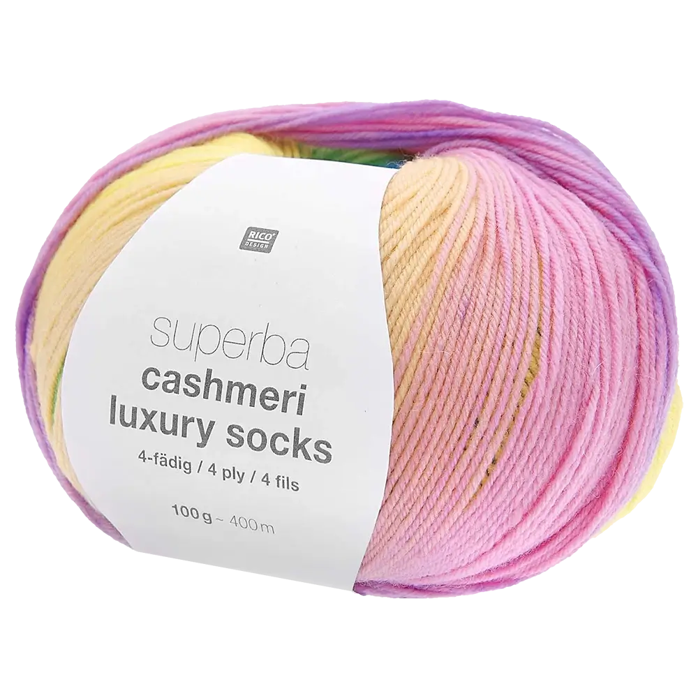 #Farbe_Rico Design Superba Cashmeri Luxury Socks | 027 Rainbow