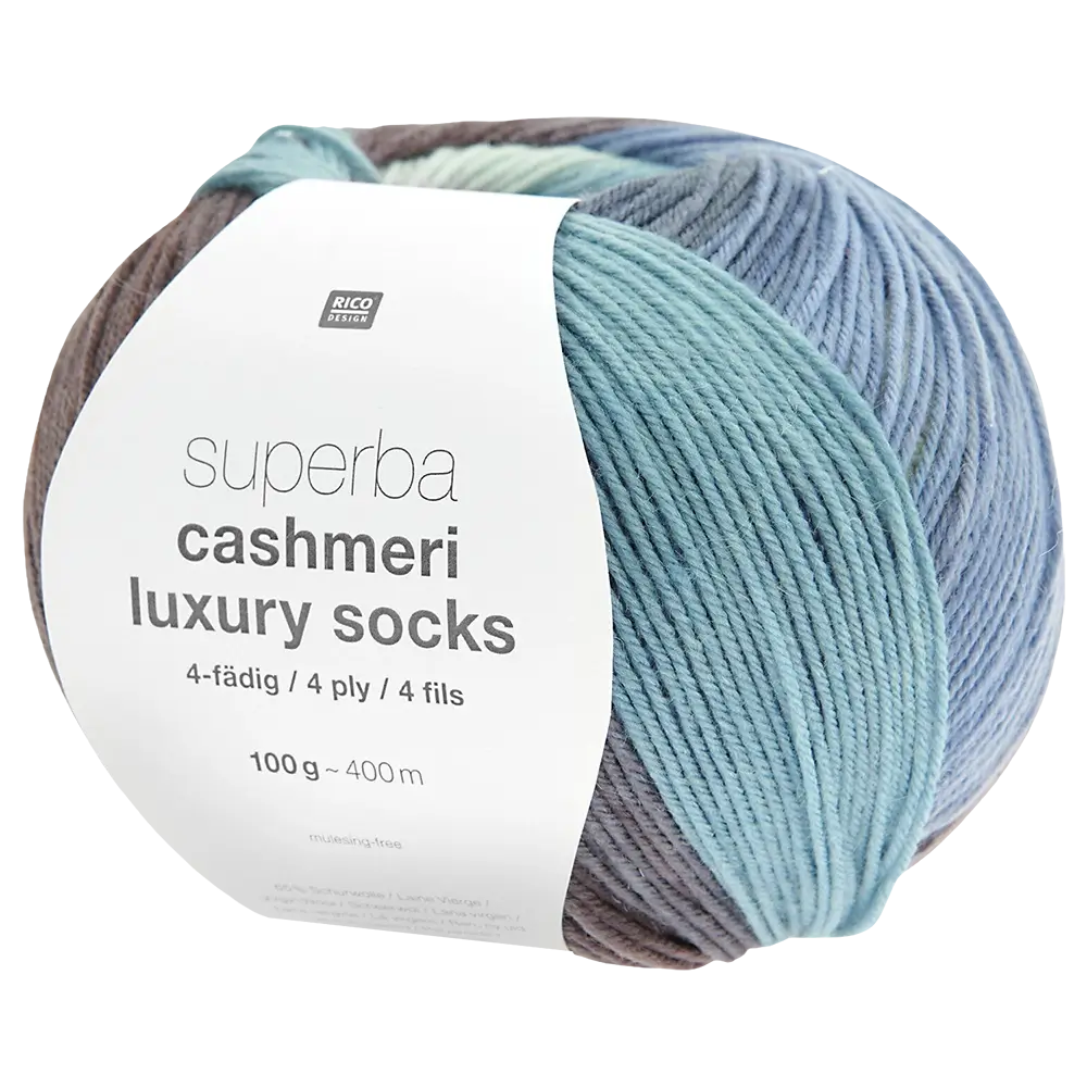 #Farbe_Rico Design Superba Cashmeri Luxury Socks | 035 Bay Blues