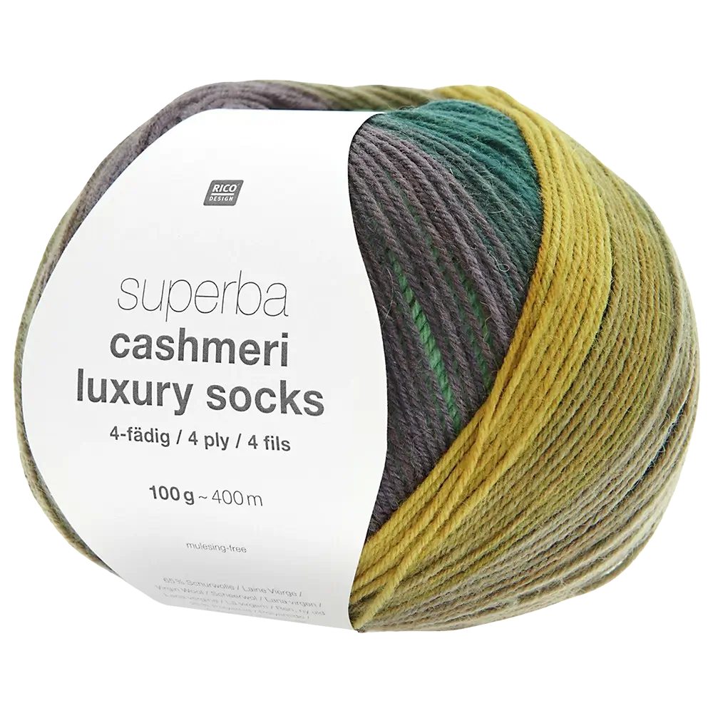 #Farbe_Rico Design Superba Cashmeri Luxury Socks | 036 Forest Greens