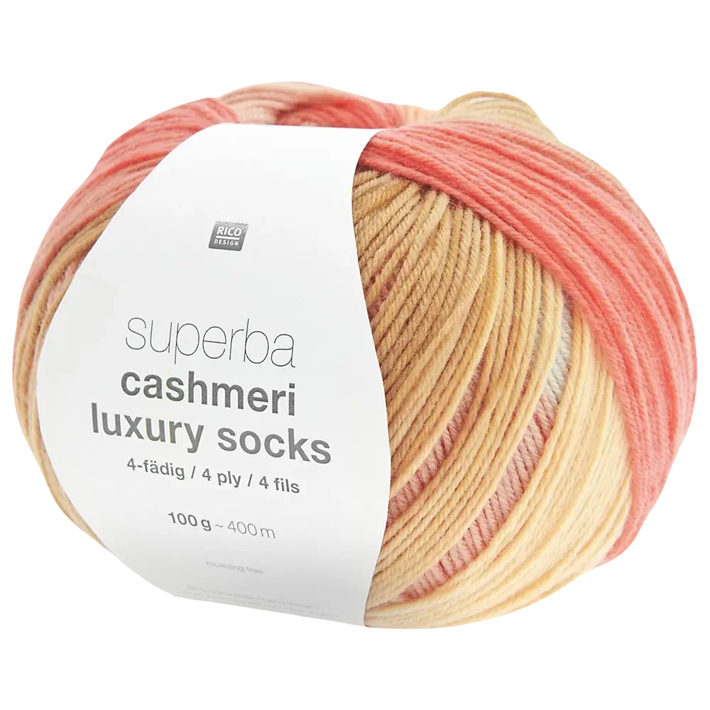 #Farbe_Rico Design Superba Cashmeri Luxury Socks | 040 Summer Peaches