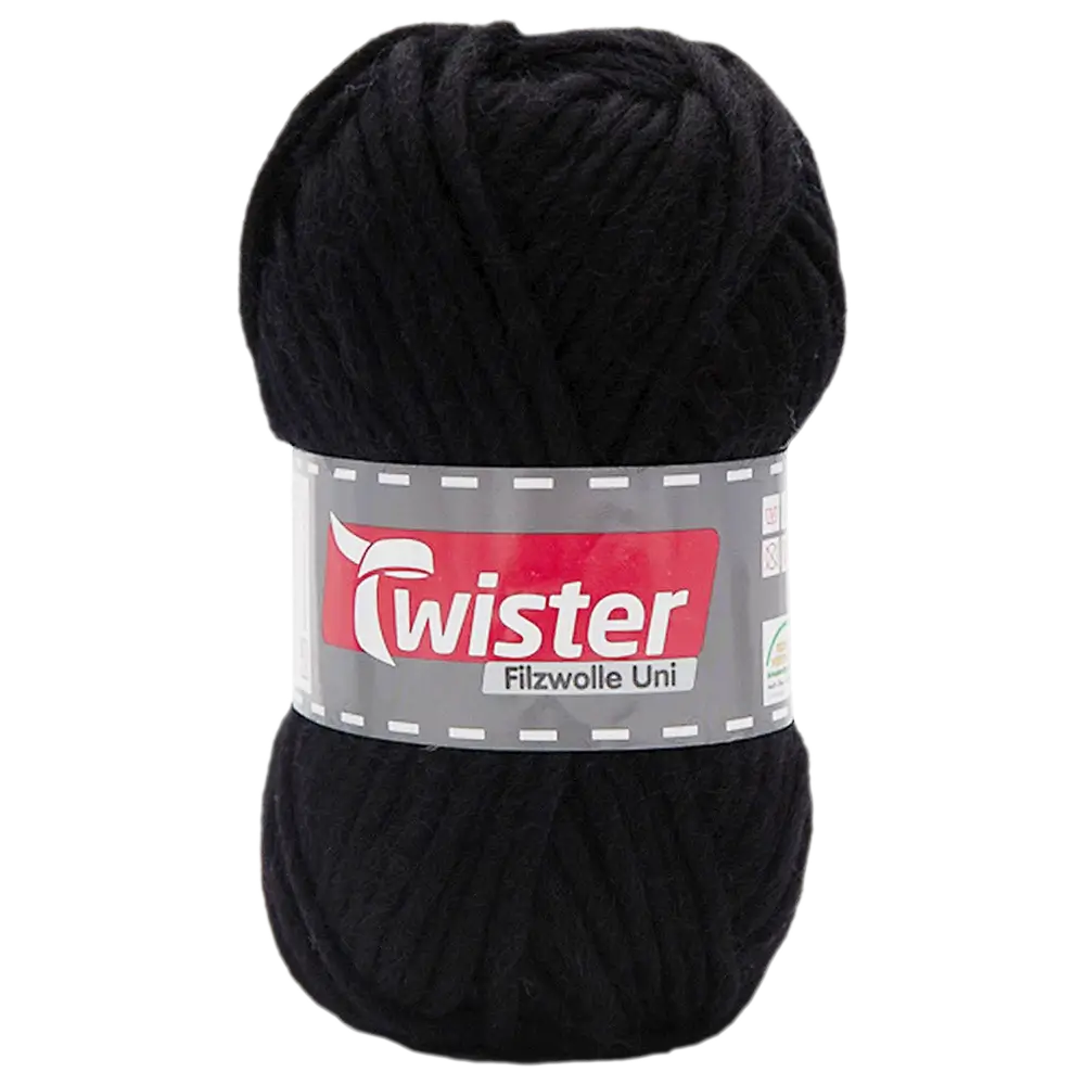 #Farbe_Twister Filzwolle Uni | 90 Schwarz