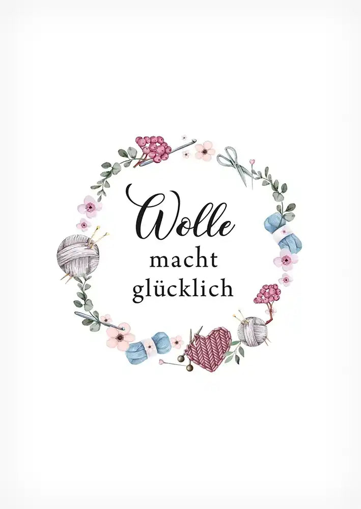 #Design_Karte 136: Weiß - Wolle macht glücklich.