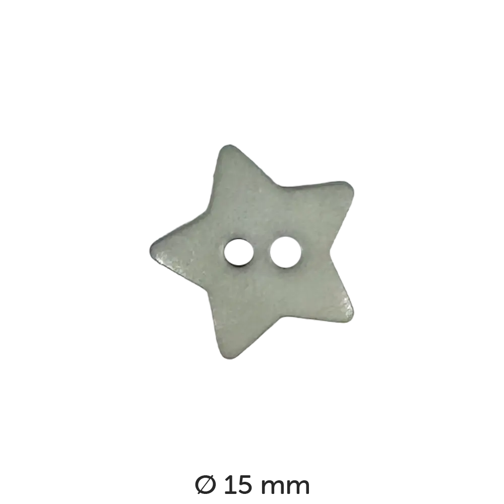 #Farbe_Dill Knopf Stern 15 mm | 189027 Grau