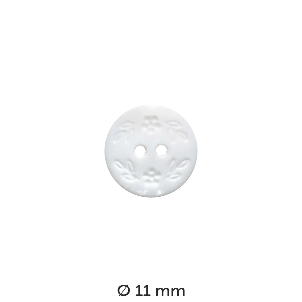 #Farbe_Dill Knopf Blumendekor | 201358 Weiß 11 mm