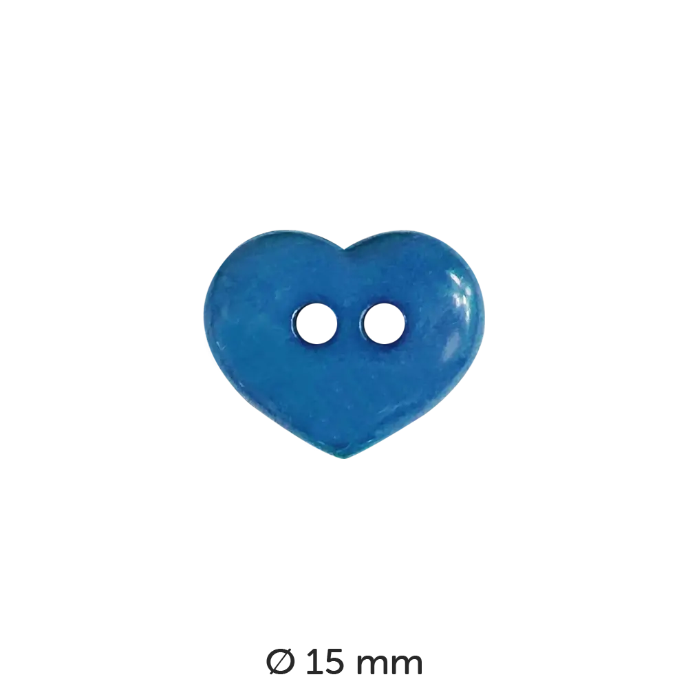 #Farbe_Dill Knopf Herz 15 mm | 211453 Blau