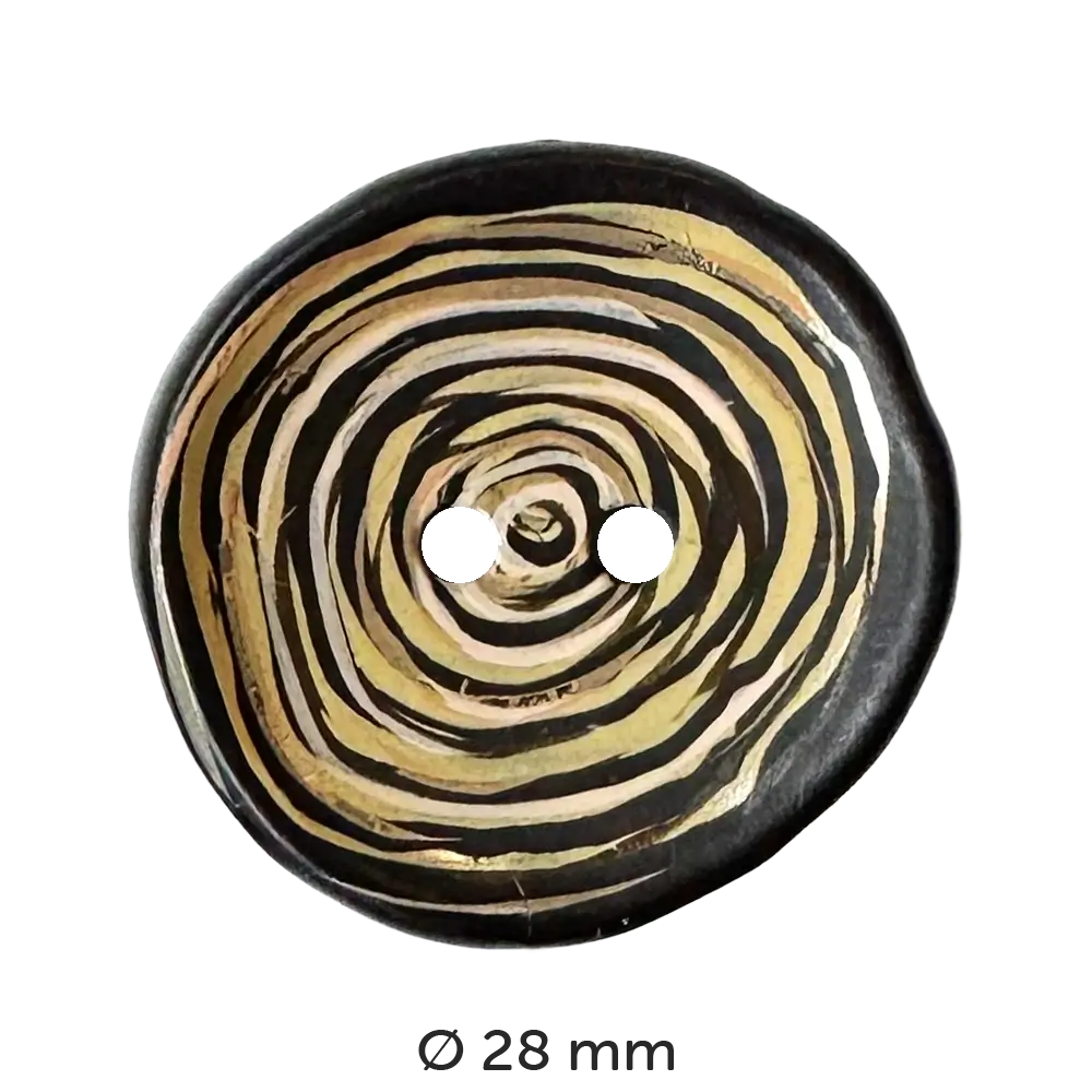 #Farbe_Dill Knopf unregeläßig 28 mm | 340817 Schwarz-Braun