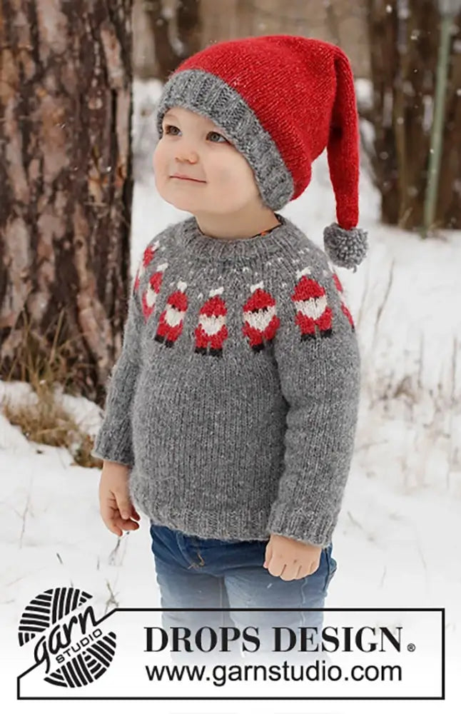Pullover Weihnachtsmann für Kinder (Strickset)
