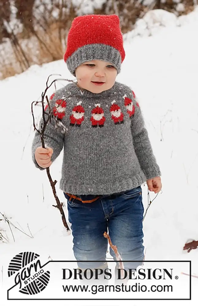 Pullover Weihnachtsmann für Kinder (Strickset)