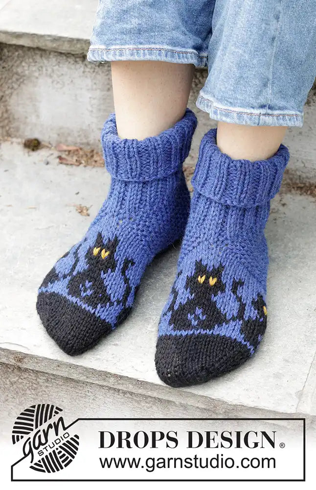 Hausschuhe Bewitched Cat (Strickset)
