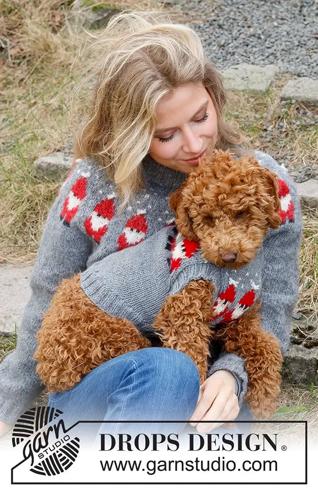 Pullover Weihnachtsmann für Hunde (Strickset)