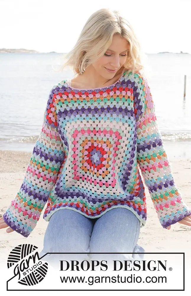Pullover Squared Rainbow (Häkelset)