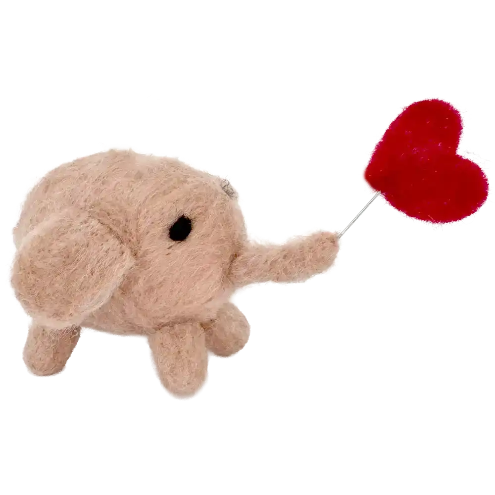 #Design_Frida's Filztier Elefant mit rotem Herz