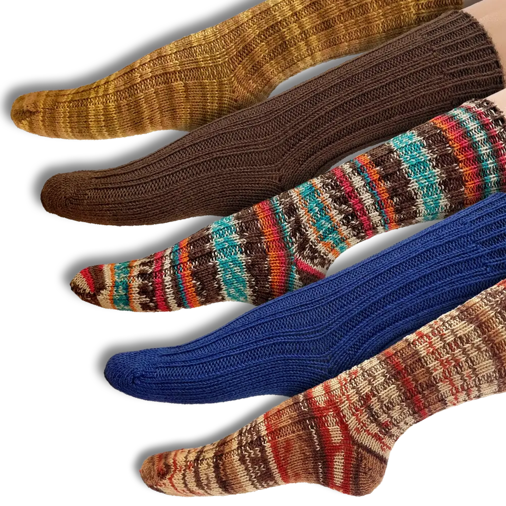 #Design_Frida's Socken 5er-Set | Braun-Blau