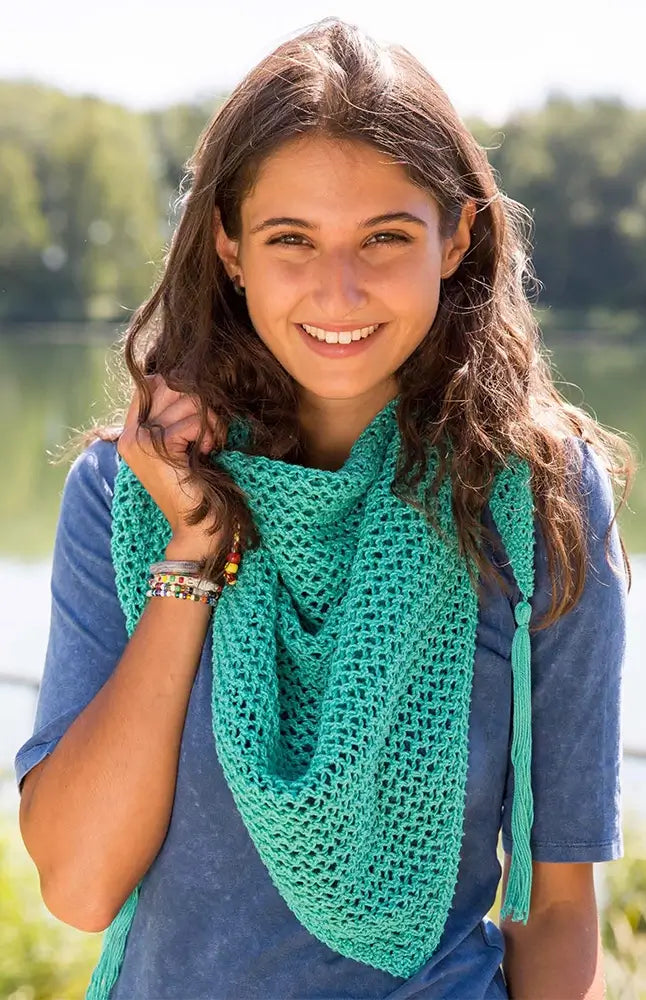 Dreieckstuch im Netzmuster einfarbig (Strickset)