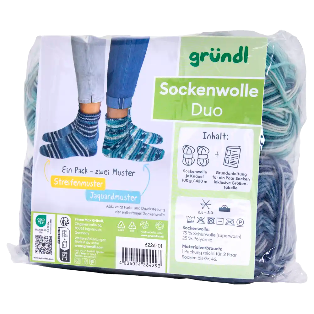#Farbe_Gründl Duo Sockenwolle | 6226-01