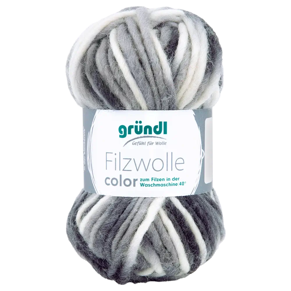 Filzwolle Color - Gründl Filzwolle Color | 20 Schwarz-Grau-Weiß-Multicolor