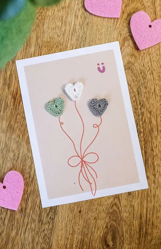 Herzen für Grußkarten (Häkelset)