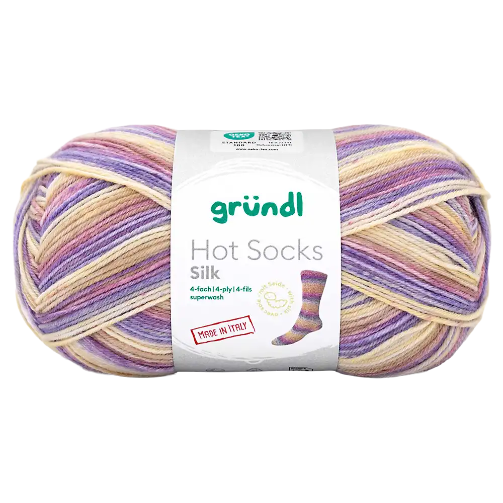 #Farbe_Hot Socks Silk 4-fach | 01 Senf-Magenta-Violett-Mandarine