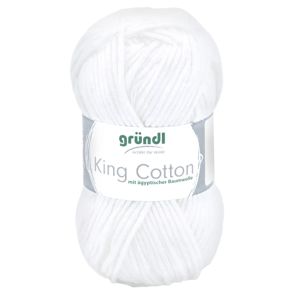 Gründl Wolle King Cotton Baumwollgarn Strickgarn Häkelwolle, 78,00 m (50g Handstrickgarn, Strickwolle, Baumwollmischgarn mit ägyptischer Baumwolle, zum Stricken und Häkeln für Nadelstärke 6 - 7 mm), mit Häkel - Anleitung zum download