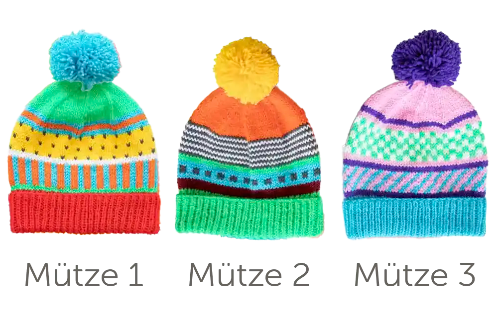 Bunte Mützen (Strickset)