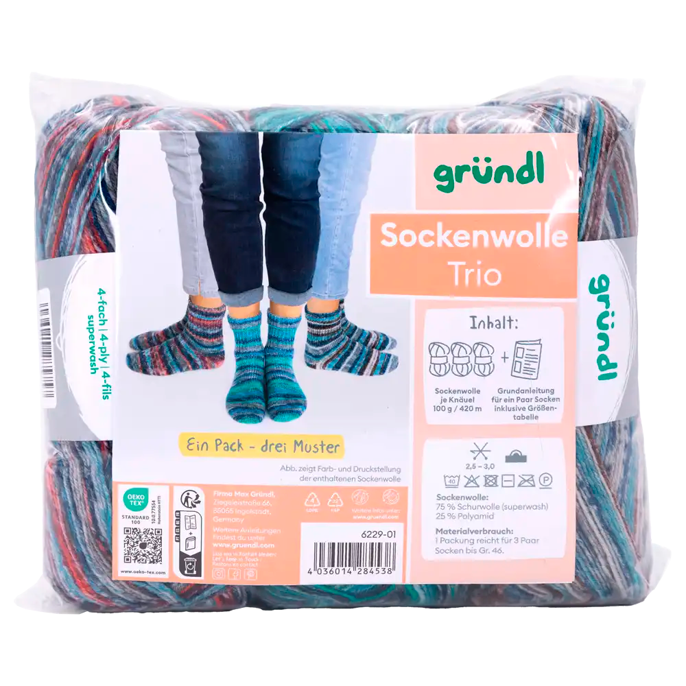 #Farbe_Gründl Trio Sockenwolle | 6229-01