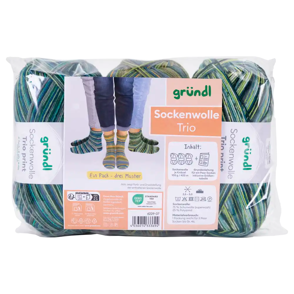 #Farbe_Gründl Trio Sockenwolle | 6229-07
