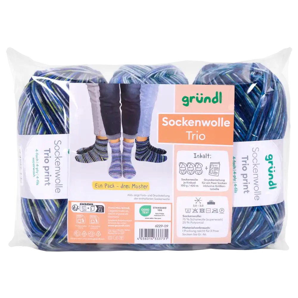 #Farbe_Gründl Trio Sockenwolle | 6229-09