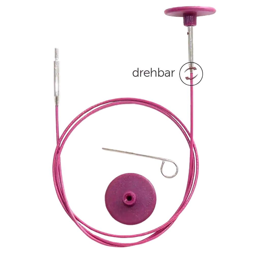 Seil Swivel 360° für austauschbare Nadelspitzen - 40 cm / Lila-Silber