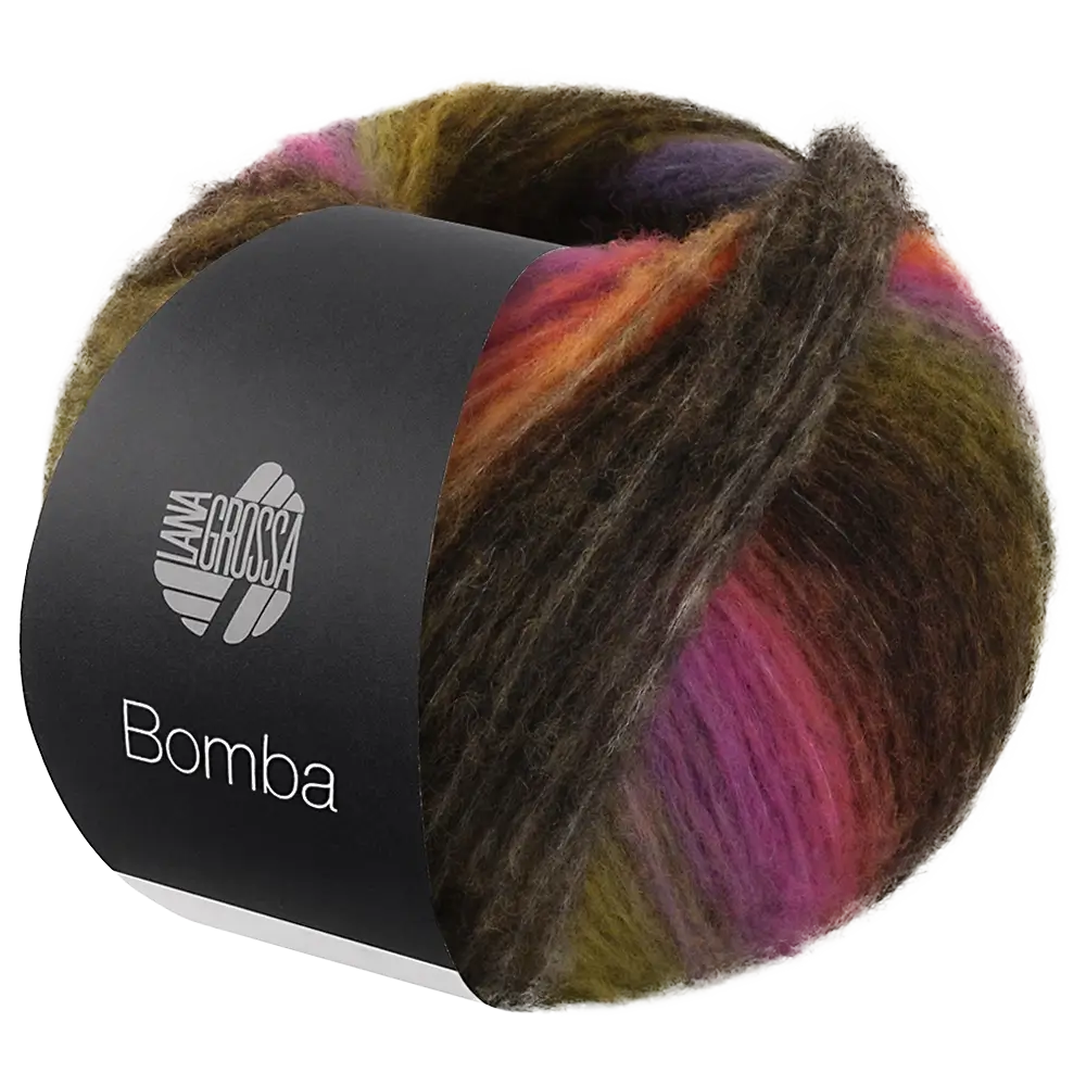 #Farbe_Lana Grossa Bomba | 01 Dunkelgrau/Brombeer/Orange/Gelb-/Dunkelgrün/Blau