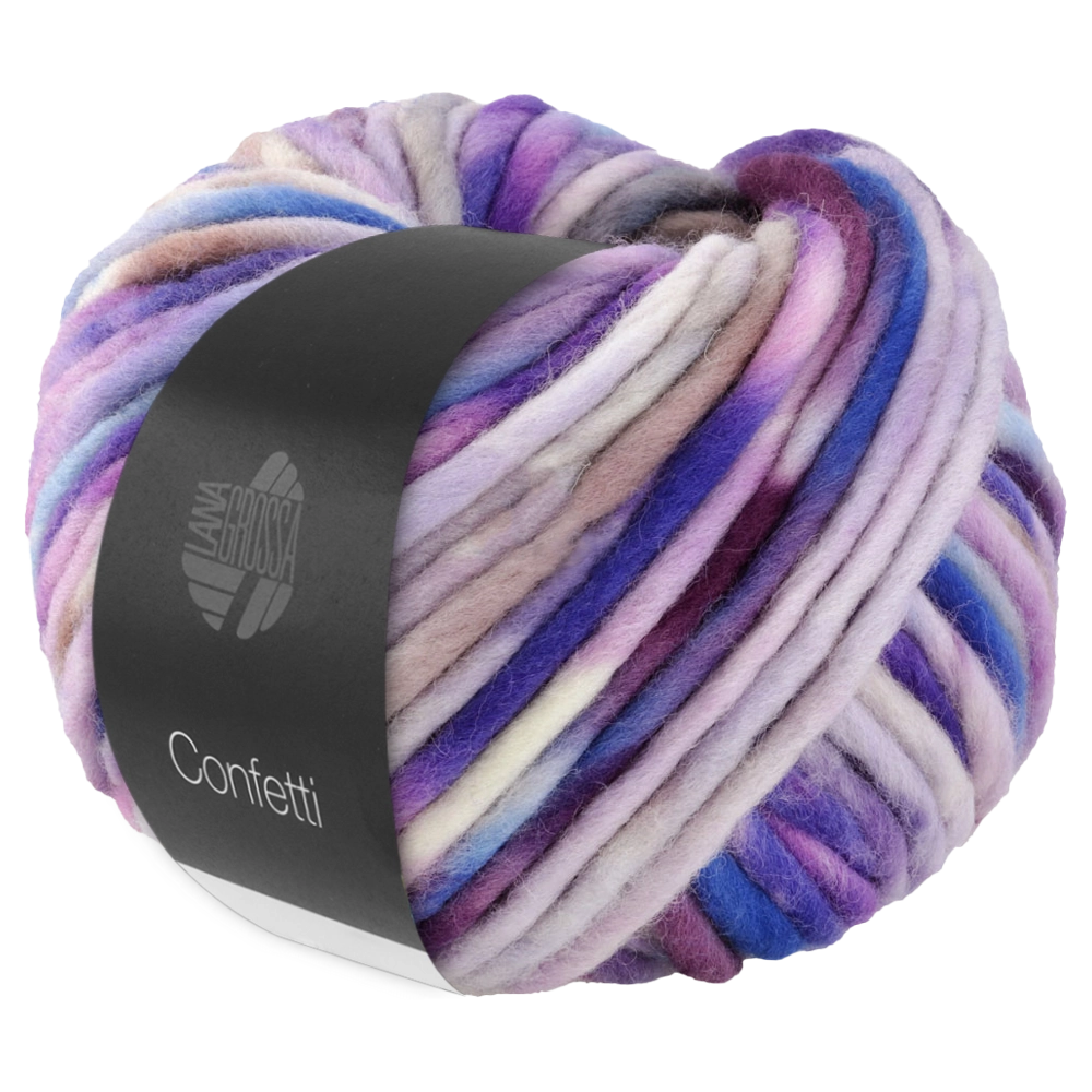 #Farbe_Lana Grossa Confetti | 14 Weiß/Blauviolett/Neonviolett/Fliederlila