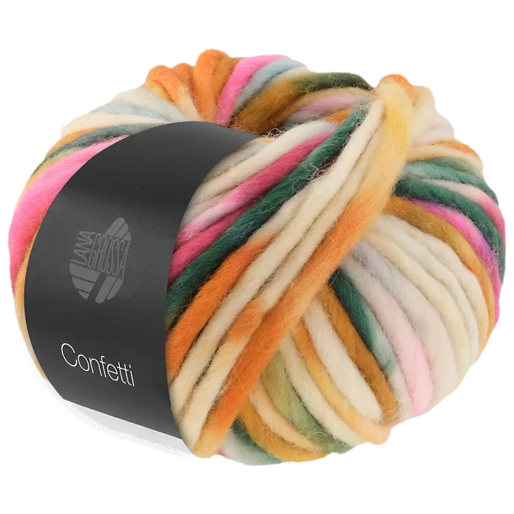 #Farbe_Lana Grossa Confetti | 18 Rohweiß/Pfirsich/Mandarin/Rosa/Weiß-/Resedagrün