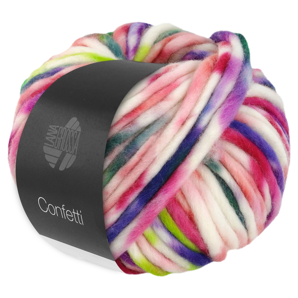 #Farbe_Lana Grossa Confetti | 02 Erdbeer/Viola/Fuchsia/Grün/Blau/Weiß