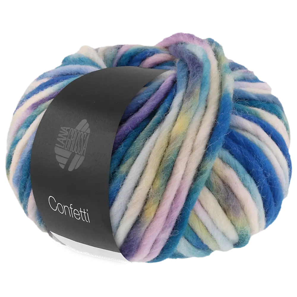 #Farbe_Lana Grossa Confetti | 21 Rohweiß/Creme/Hell-/Tinten-/Rauchblau/Graugrün/Fliederlila