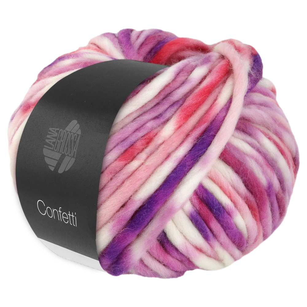 #Farbe_Lana Grossa Confetti | 05 Weiß/Pink/Orange/Flieder/Blauviolett