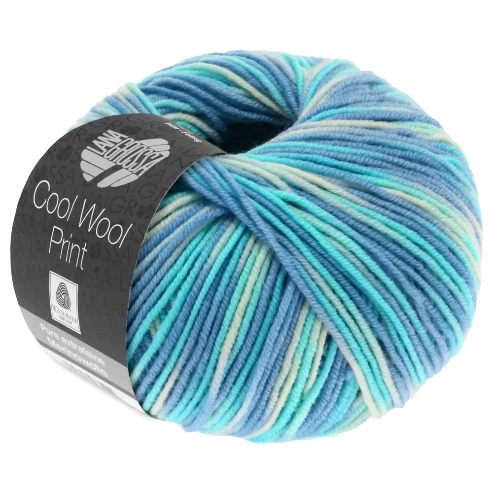 #Farbe_Lana Grossa Cool Wool Print | 728 Himmelblau/Helltürkis/Ecru